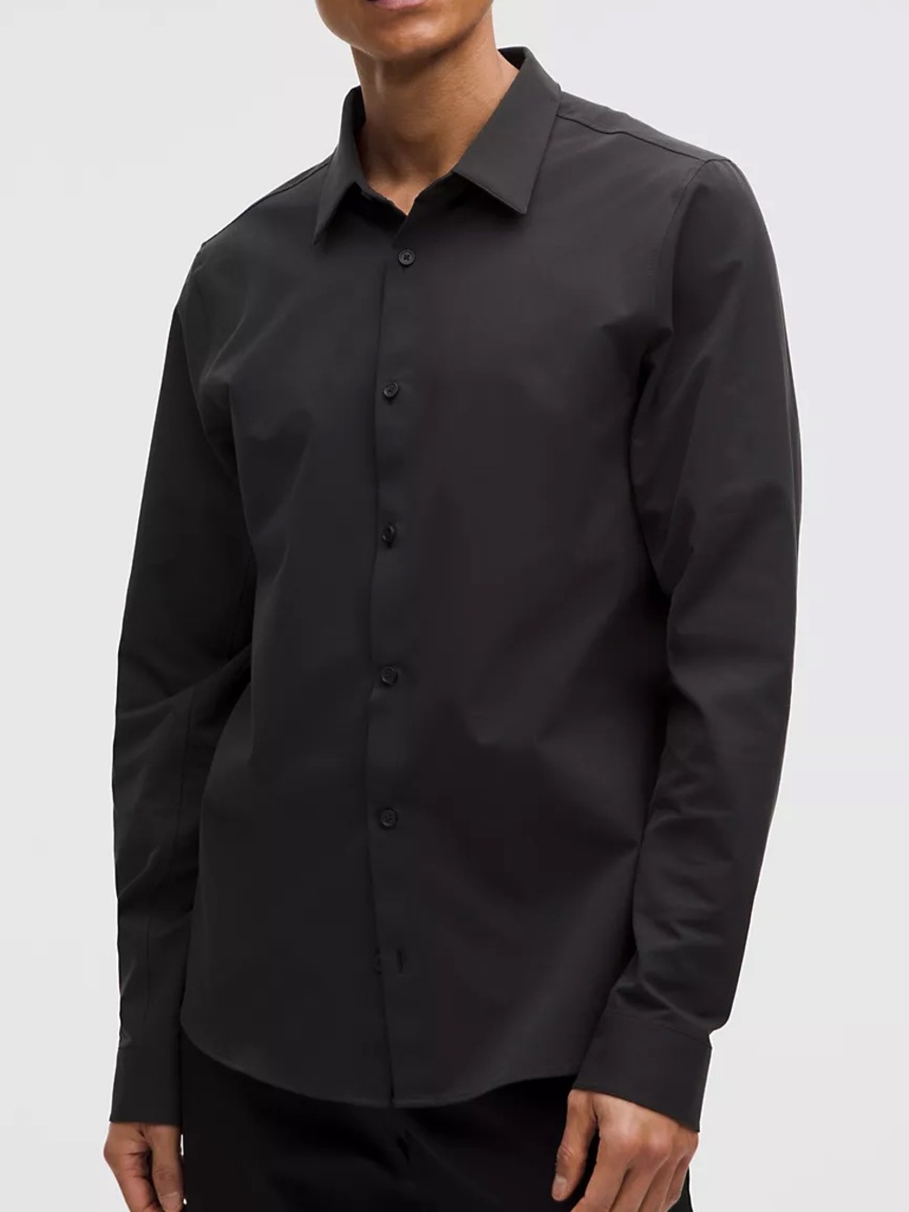 NWT Lululemon Men's New Venture Slim-Fit Black Long-Sleeve Dress Shirt Size L